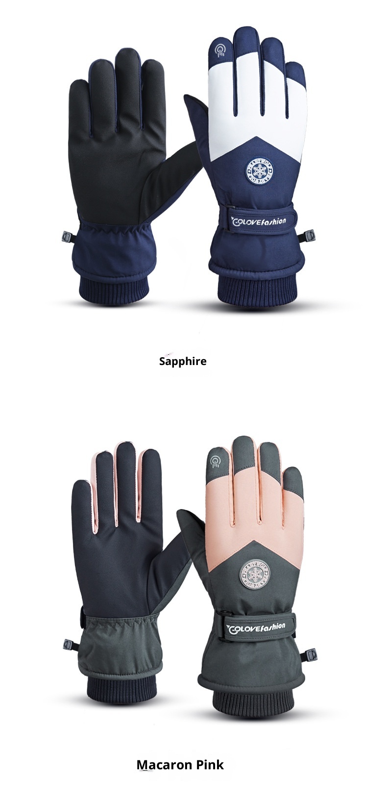 ActiveGo Fleece-Lined Thickened Winter Ski Outdoor Cycling Warm Touchscreen Non-Slip Unisex Lamb Wool Gloves_voghion.com