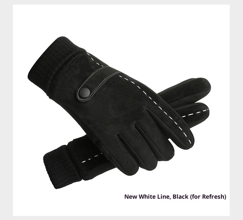 001 Pigskin Genuine Leather Ski Gloves For Men, Autumn And Winter Outdoor Riding Motorcycle Windproof Non-slip Fleece-lined_voghion.com