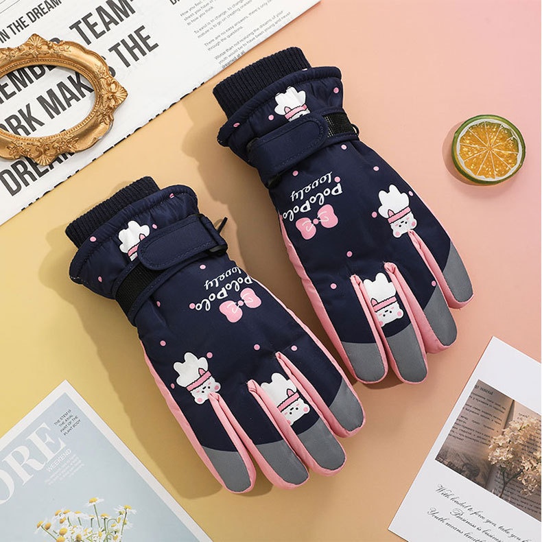 001 Cross-Border Winter Children's Ski Fleece-Lined Thickened Touchscreen Cycling Anti-Slip Windproof Student Cartoon Warm_voghion.com