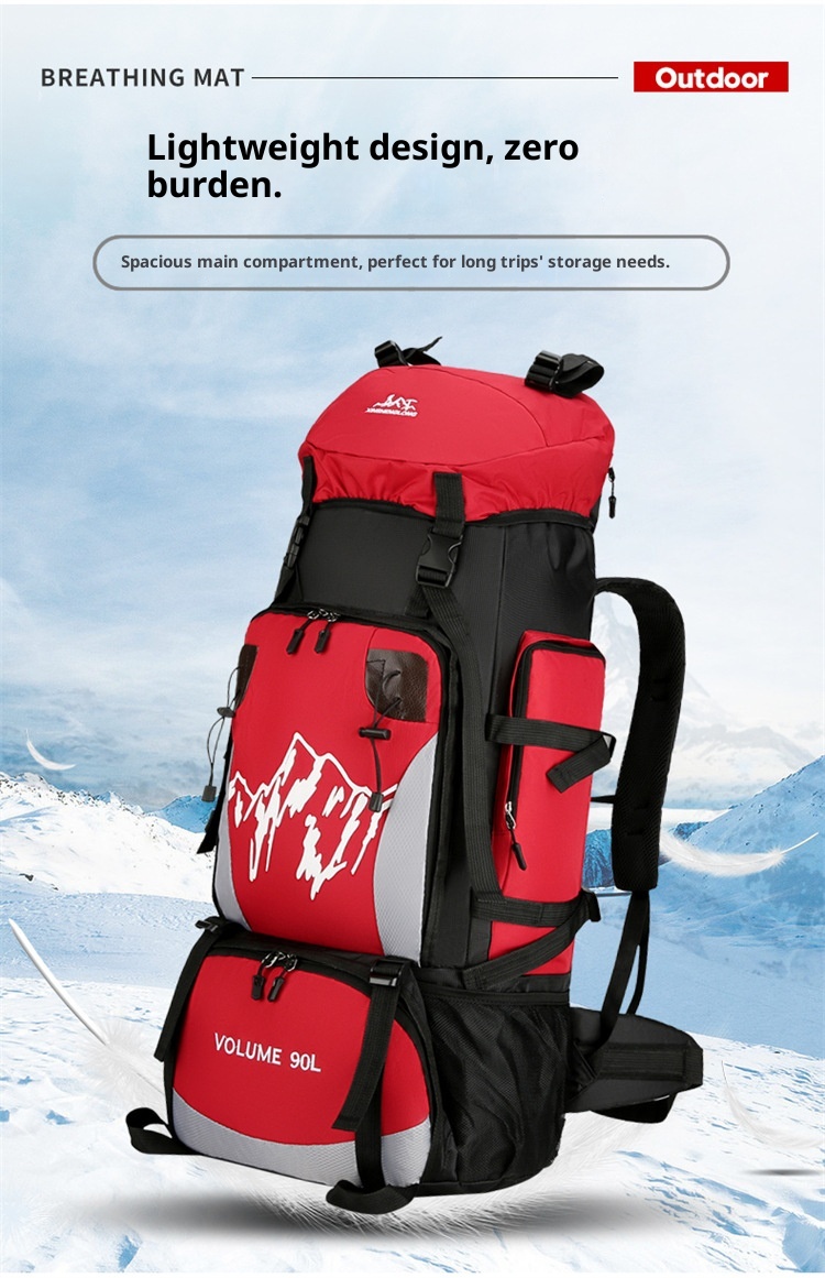 Sac à dos de randonnée extérieur pour hommes et femmes, grande capacité, léger, à double bandoulière, imperméable, 90 L_voghion.com