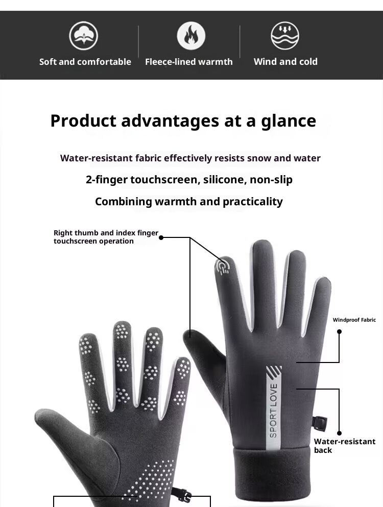 001 Fahrrad-, Ski-, Winter-, warme, fleecegefütterte, rutschfeste Arbeitshandschuhe zum Angeln, Motorradfahren und für Fahrradarbeiten, grenzüberschreitend_voghion.com