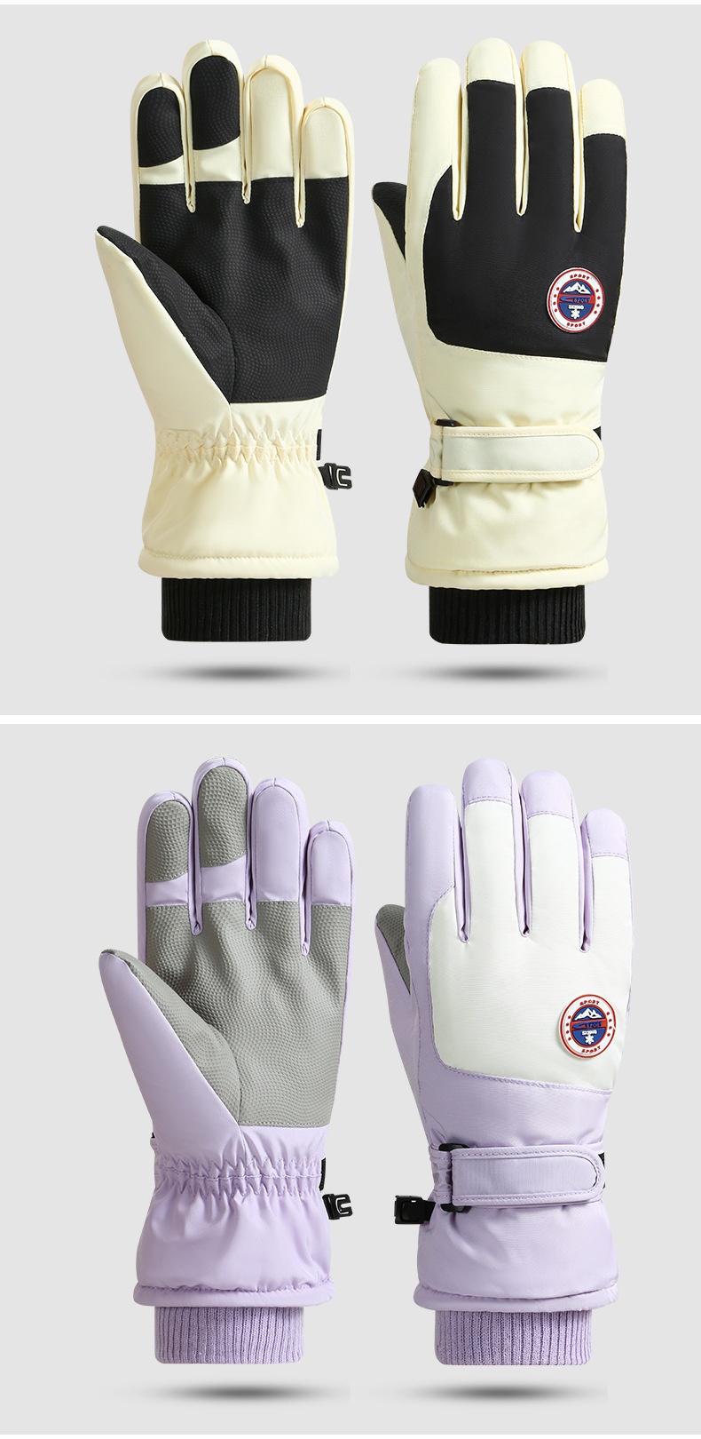 001 Verdikte skihandschoenen voor heren, winddicht, bestand tegen de kou, waterdicht, fleecevoering, warme winterkatoen,_voghion.com