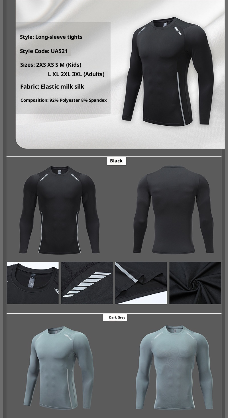 001 2024 Autumn New Quick-Dry Long Sleeve Compression Shirt For Men, Cycling Skiing Base Layer, Children's Running Sports_voghion.com