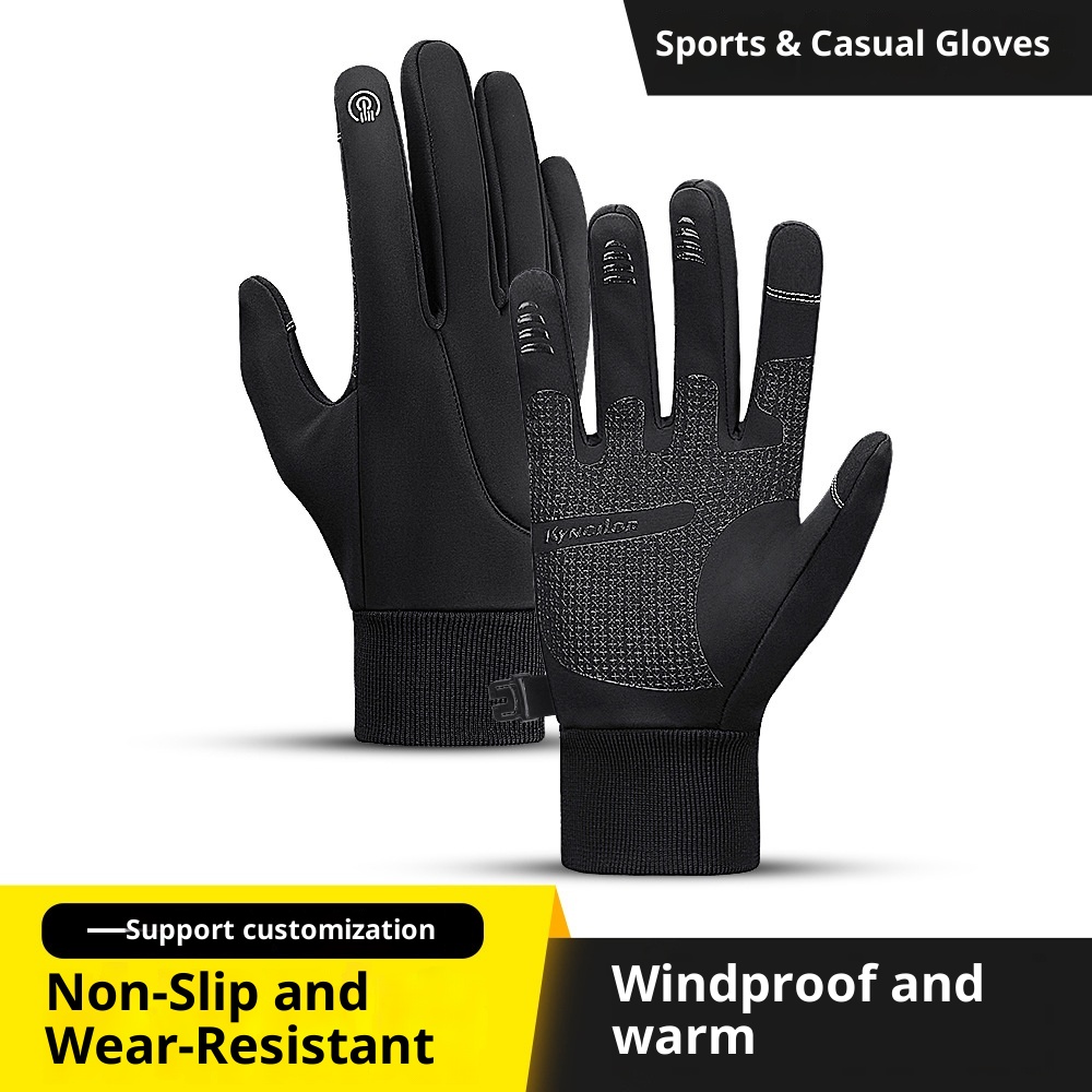 001 Outdoor Thermal Winter Sports Fece-Lined Skiing Women Touchscreen Windproof Non-Slip Heated Cycling Gloves Men_voghion.com