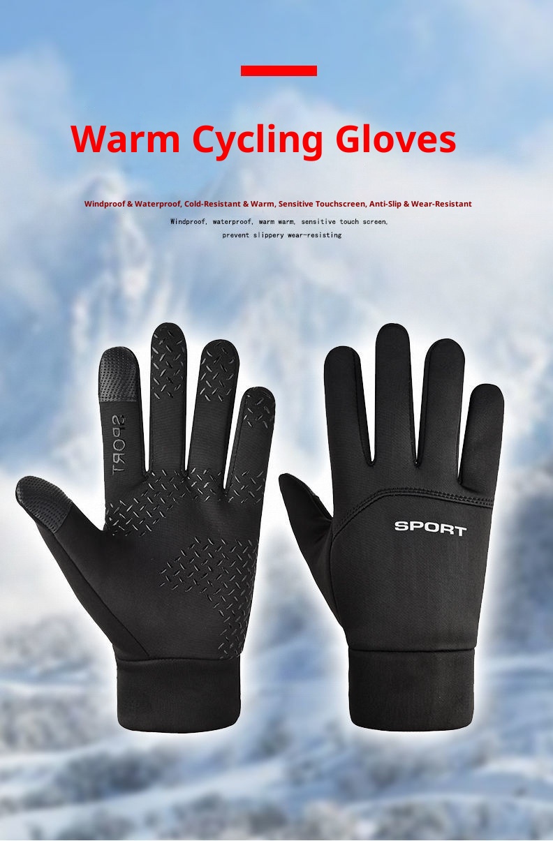 001 Herren Winter-Fahrradhandschuhe Touchscreen Motorradfahren Outdoor Fleece Warm Ski Winddicht Großhandel_voghion.com