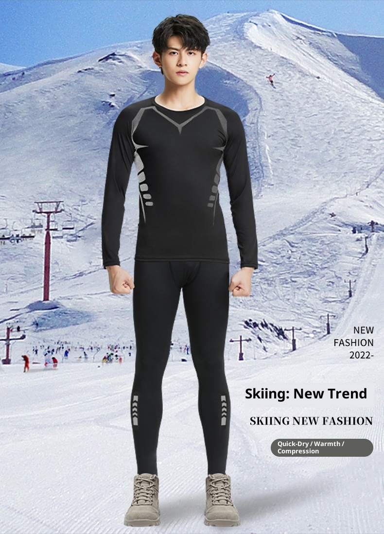 001 Intimo sportivo invernale da uomo ad asciugatura rapida, intimo termico da corsa, strato di base, set fitness in pile per attività all'aperto_voghion.com