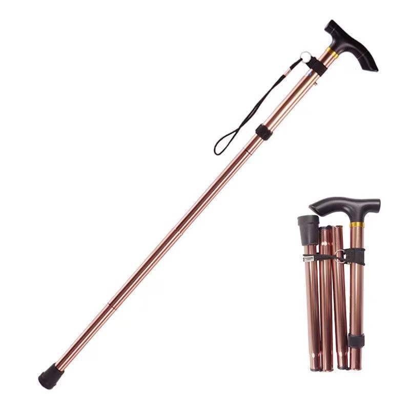 001 Unisex Elderly Folding Anti-Slip Walking Aluminum Alloy Foldable Outdoor Hiking Stick_voghion.com