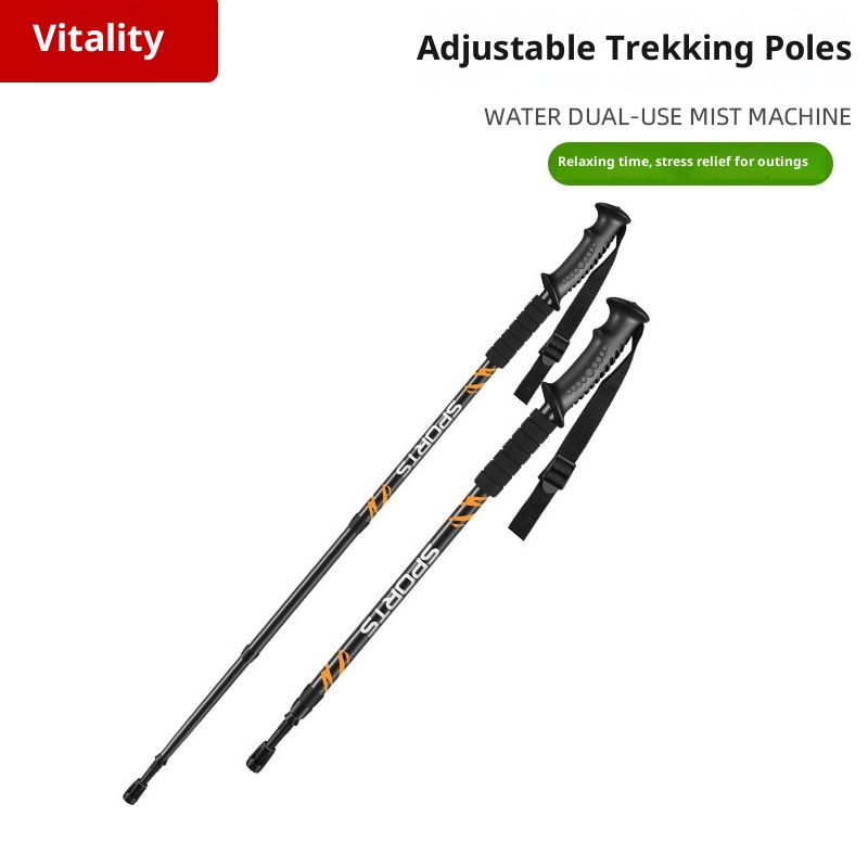 001 Bastone da trekking per esterni, tre sezioni, telescopico in lega di alluminio, bastone da trekking per anziani, antiscivolo, assorbimento degli urti, camminata_voghion.com