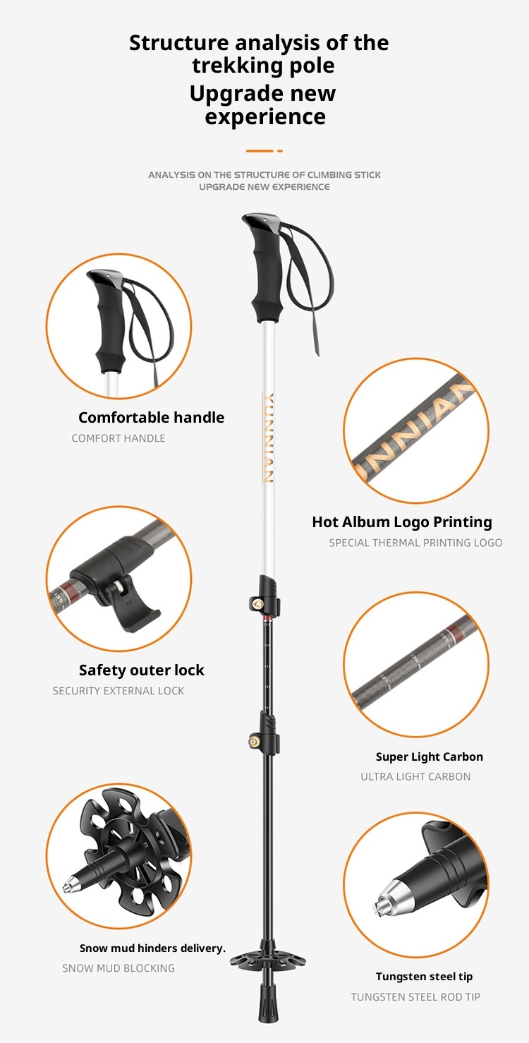 001 Direkt vom Hersteller: Ultraleichter, teleskopierbarer Trekkingstock aus Kohlefaser – ideal zum Wandern, Klettern und Trekking._voghion.com