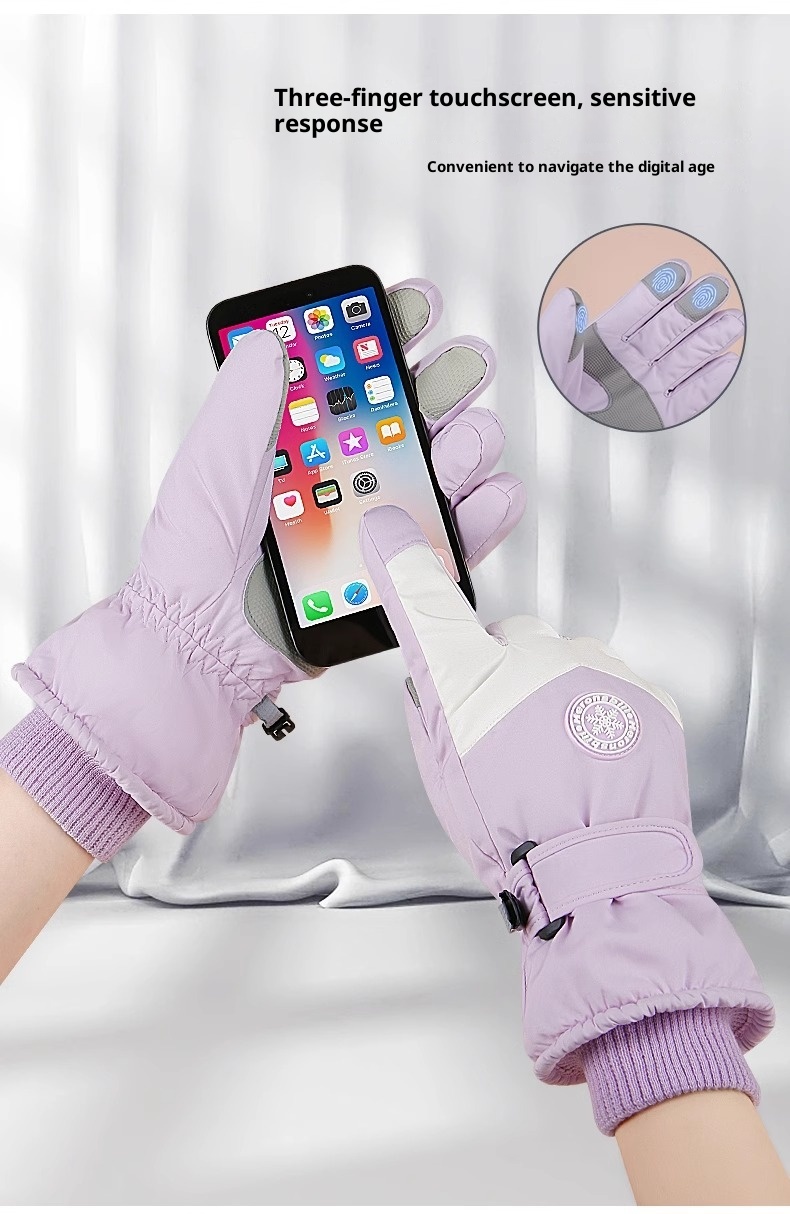 001 Herren-Winter-Skihandschuhe aus Baumwolle, kältebeständig, Touchscreen-kompatibel, fleecegefüttert, verdickt, wasserdicht, winddicht, warm, Damen_voghion.com