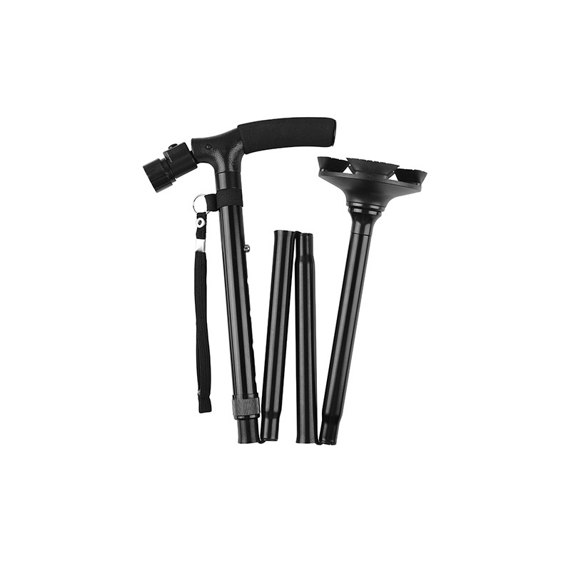 001 Bastone da passeggio pieghevole in lega di alluminio con luce per anziani, robusto bastone da passeggio a quattro angoli,_voghion.com