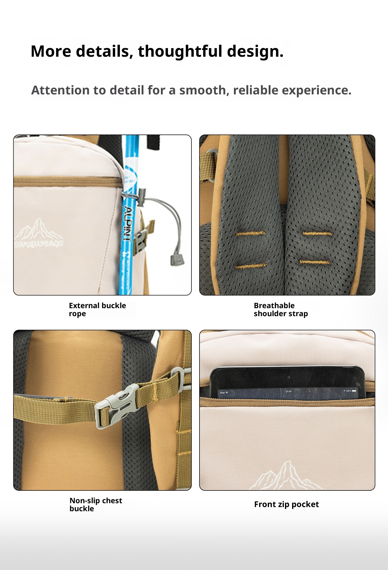 001 Outdoor-Wanderrucksack für Damen, wasserdicht, ultraleicht, klein (22 l), ideal zum Wandern und Bergsteigen, leichter Rucksack_voghion.com