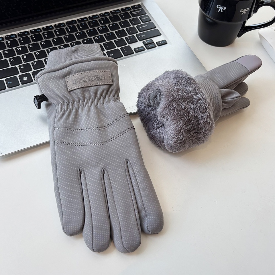 Gants de cyclisme pour couple, grande taille, hiver, imperméables au froid, double couche polaire épaisse, coupe-vent, compatibles avec les écrans tactiles, doigts entiers, pour activités de plein air._voghion.com