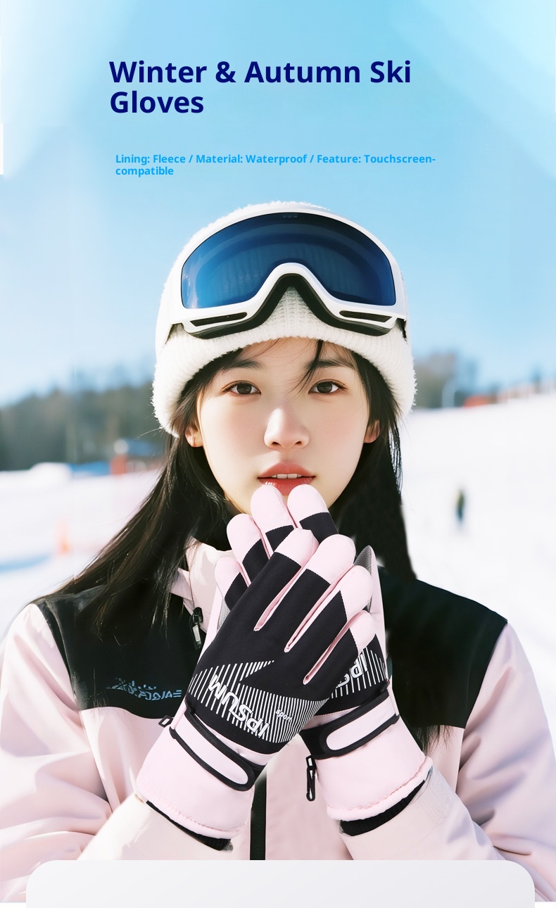 001 Neue, dicke Winterhandschuhe für Herren zum Skifahren und Radfahren, warm, fleecegefüttert, winddicht, wasserdicht, touchscreentauglich, modisch_voghion.com