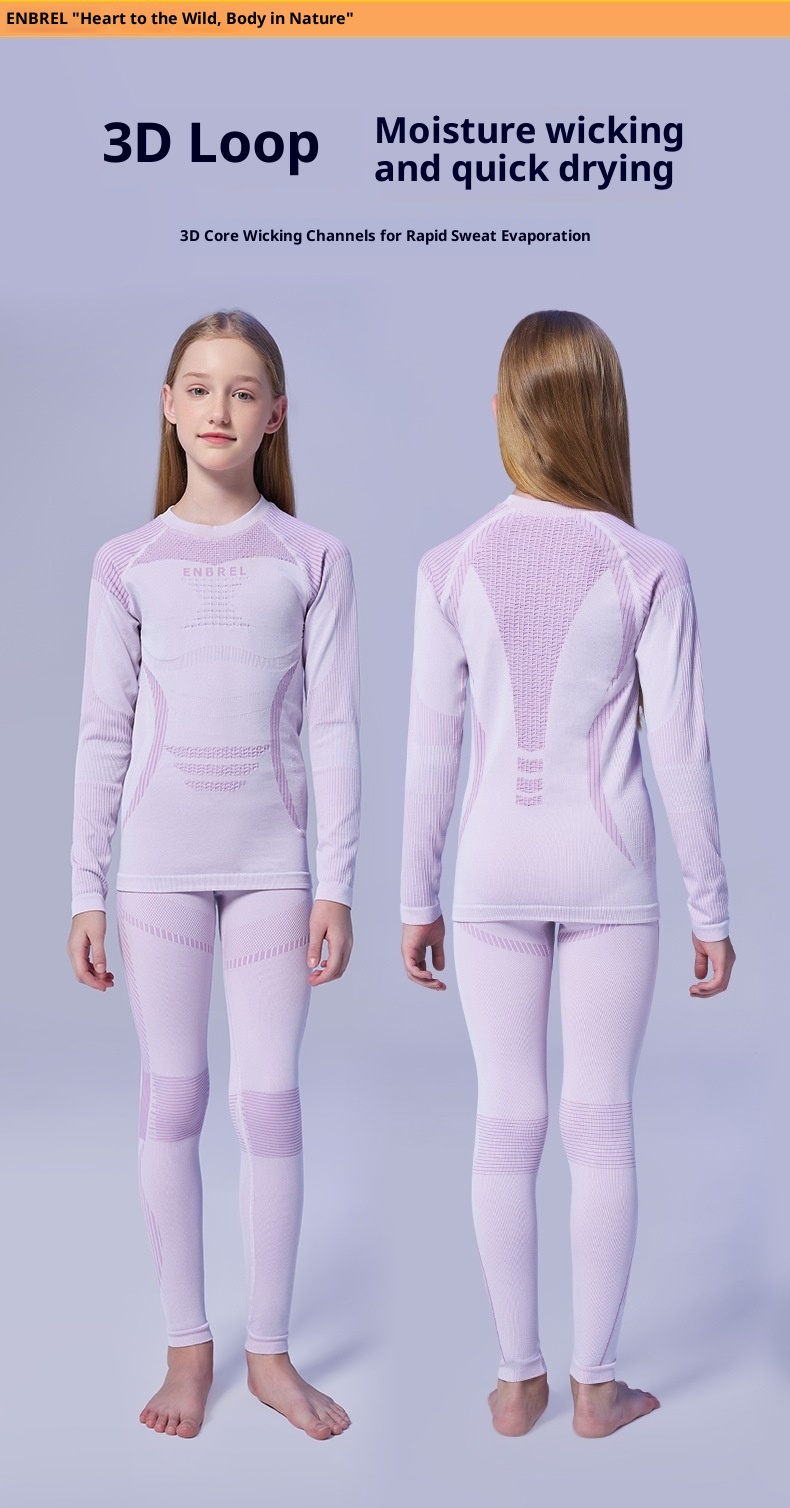 001 Set di biancheria intima termica e elastica aderente per bambini e bambine, da sci, da corsa, ad asciugatura rapida_voghion.com
