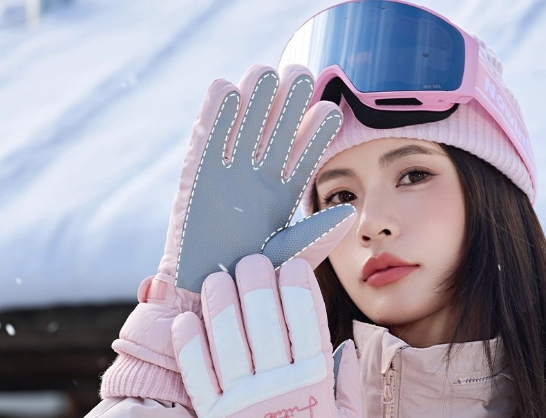 Gants de ski ActiveGo pour femmes, collection hiver 2025, doublés polaire, chauds et épais, résistants au froid, imperméables et compatibles écrans tactiles._voghion.com