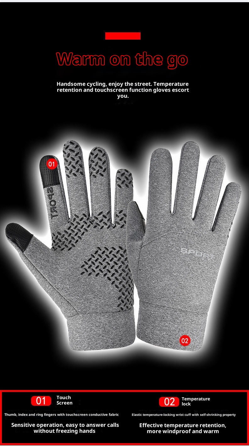001 Herren Winter-Fahrradhandschuhe Touchscreen Motorradfahren Outdoor Fleece Warm Ski Winddicht Großhandel_voghion.com