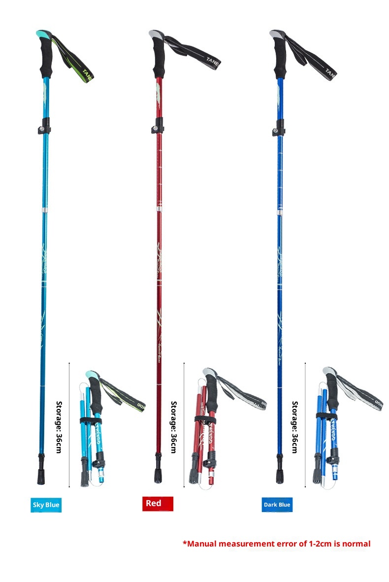 001 Bastone da passeggio telescopico corto ultraleggero pieghevole in lega di alluminio per escursionismo all'aperto all'ingrosso_voghion.com