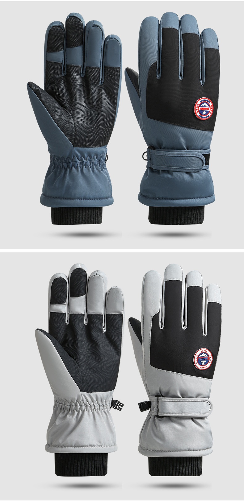 001 Verdikte skihandschoenen voor heren, winddicht, bestand tegen de kou, waterdicht, fleecevoering, warme winterkatoen,_voghion.com