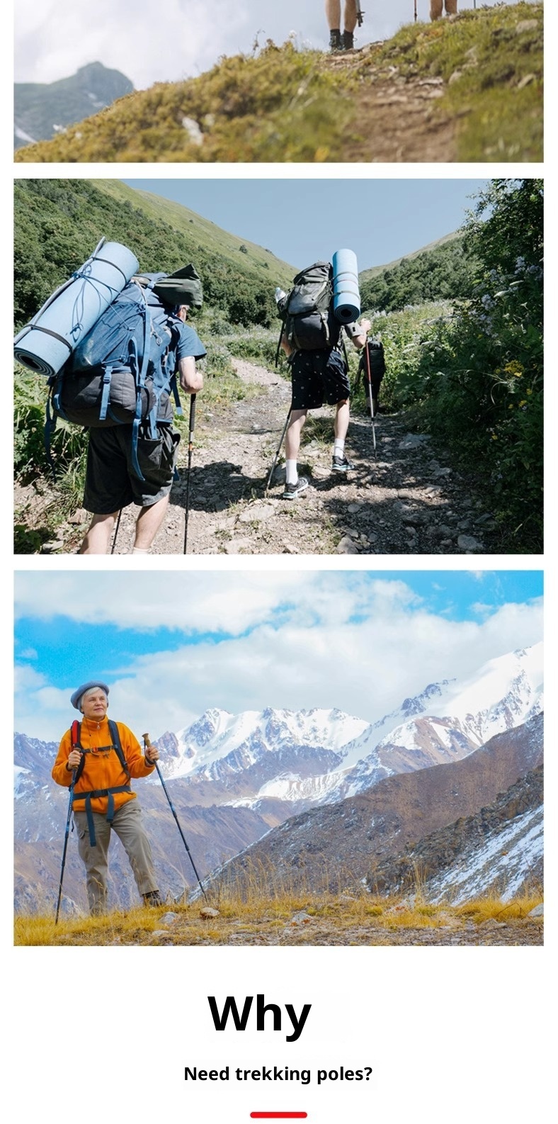 001 Bastoncino da trekking professionale pieghevole da esterno in carbonio telescopico per escursionismo, attrezzatura da arrampicata_voghion.com