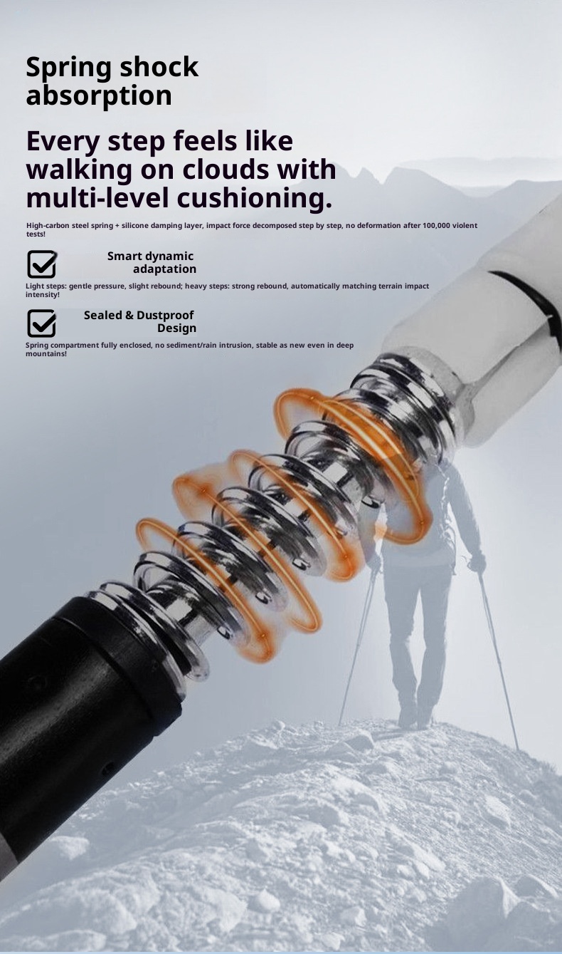 001 Peak Bastoncino da trekking 2 in 1 speciale per arrampicata ed escursionismo, bastone da passeggio telescopico in lega di alluminio con attacco a scatto_voghion.com