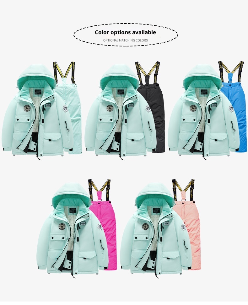 001 Completo da bambina per bambine, Pantaloni da sci per ragazzi, impermeabili e antivento, caldi e foderati in pile_voghion.com