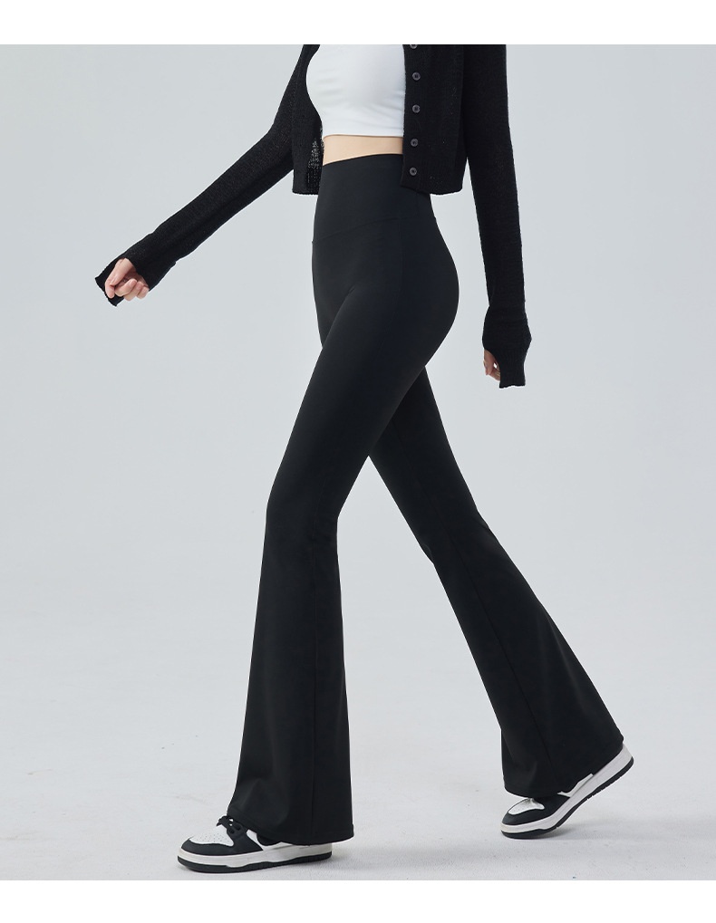 001 Yoga Flared Extended Women Tummy Control Hip Lift Slimming Bell Bottom Quk-Dry Casual Sports Dance Fitness Pants_voghion.com