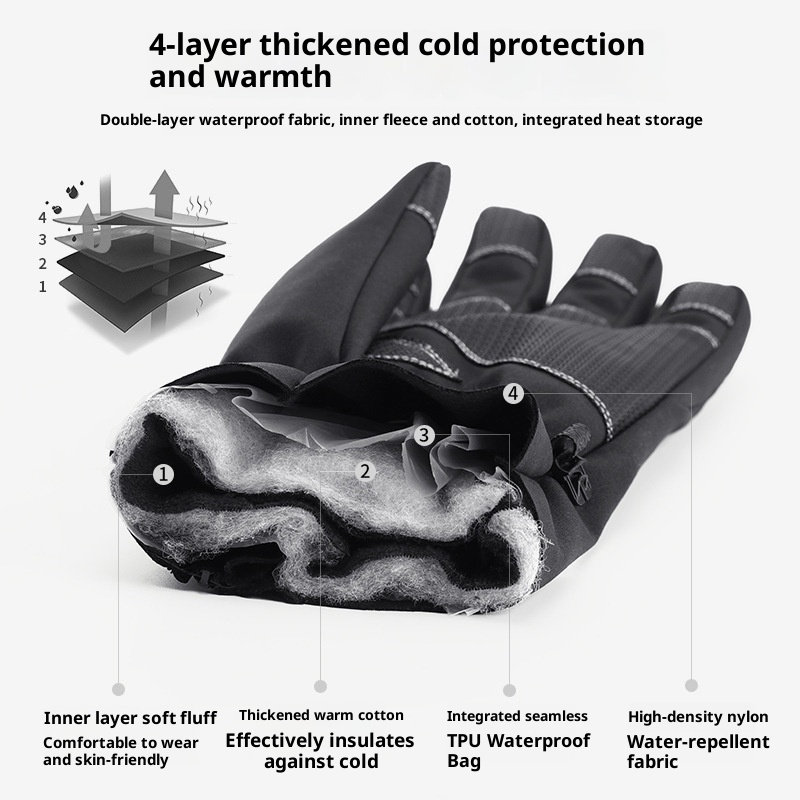 ActiveGo Leiqi Winter Cycling Outdoor Sports Mountaineering Waterproof Windproof Warm Thickened Cotton-Padded Unisex Ski Gloves_voghion.com