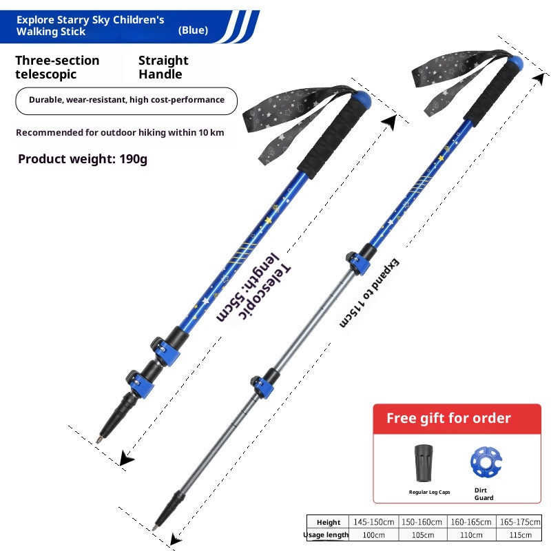 001 Bastón de trekking infantil ultraligero LACAL para exteriores, senderismo, escalada y viajes. Bastón telescópico especial._voghion.com