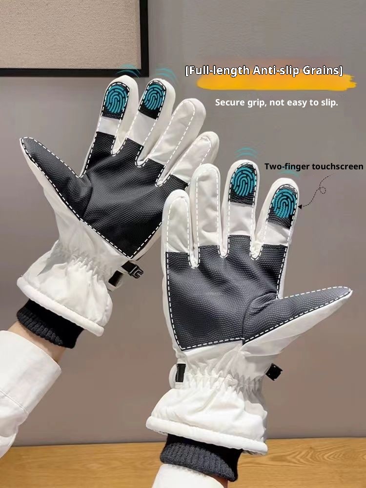 001 Herren Herbst Winter Winddichte, frostsichere, fleecegefütterte, verdickte Fahrradhandschuhe Damen Outdoor Siing Touchscreen Eis_voghion.com