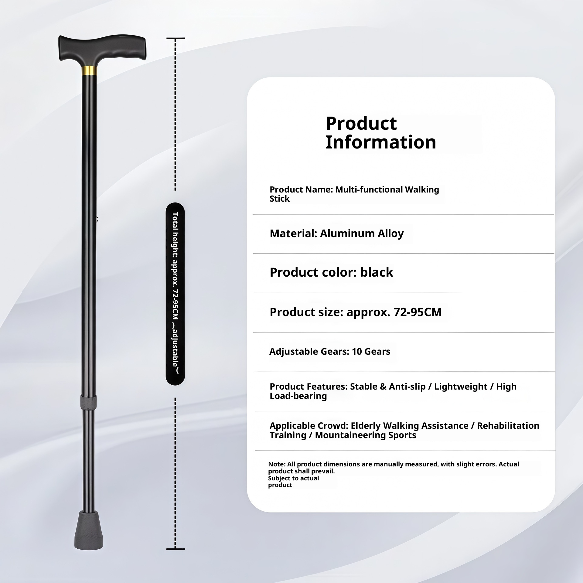 001 For Elderly, Thickened Anti-Slip Stick, Telescopic Adjustable Stainless Steel Aluminum Alloy Walking Stick_voghion.com