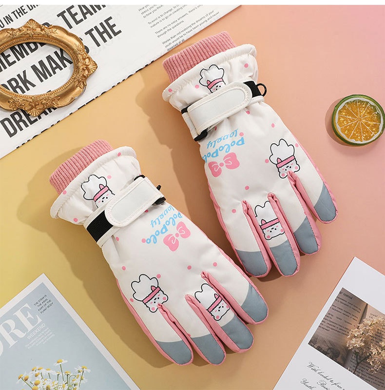 001 Cross-Border Winter Children's Ski Fleece-Lined Thickened Touchscreen Cycling Anti-Slip Windproof Student Cartoon Warm_voghion.com