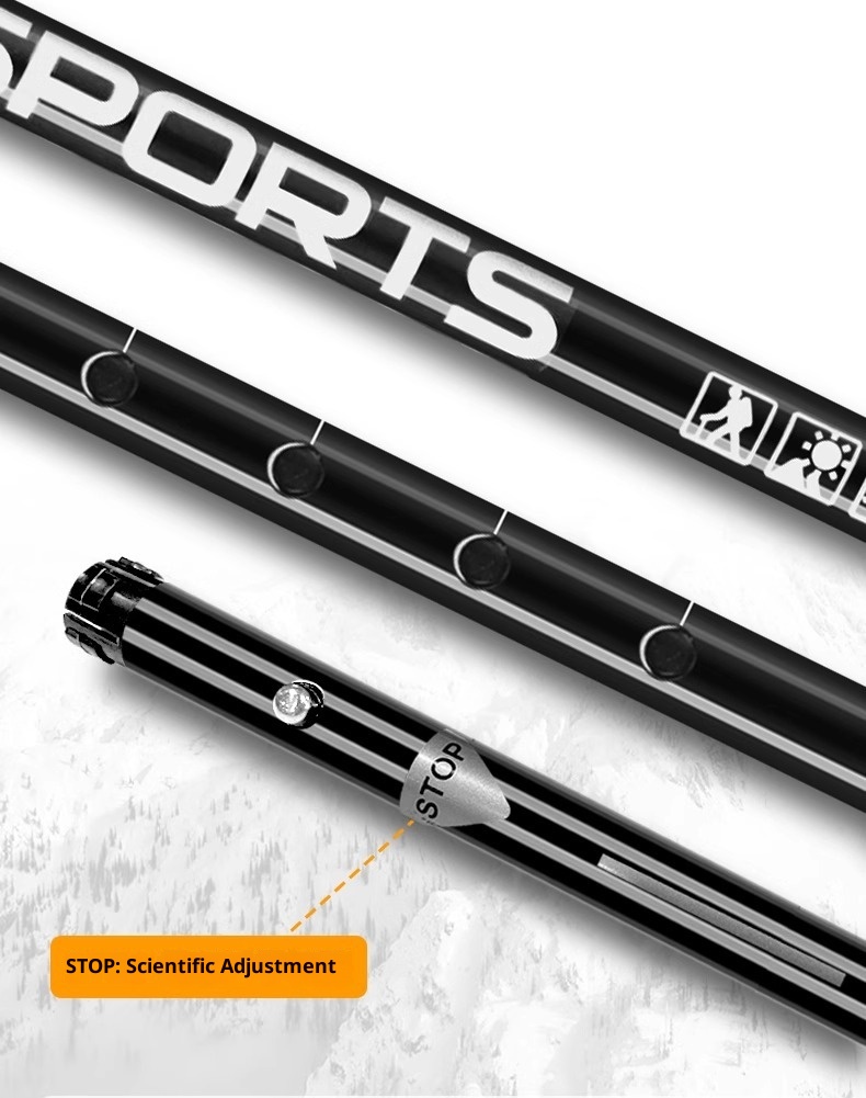 001 Aluminum Alloy Three-Section Straight Handle Trekking Pole Telescopic Walking Stick Professional Outdoor Hiking Cane_voghion.com