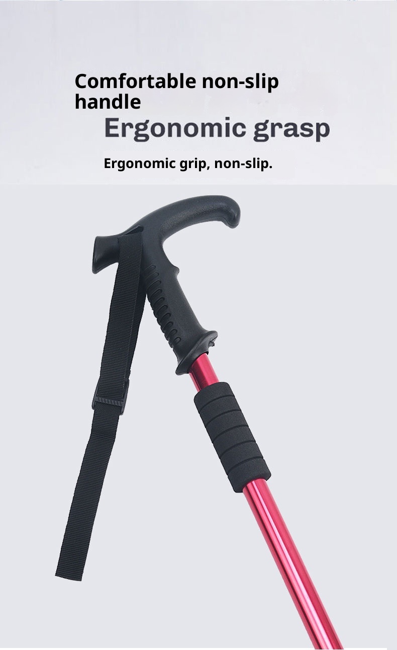 001 Bastone da passeggio retrattile da viaggio, da arrampicata, da trekking, da esterno, in lega di alluminio, multicolore, antiscivolo_voghion.com