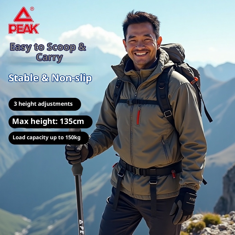 001 Peak Bastoncino da trekking 2 in 1 speciale per arrampicata ed escursionismo, bastone da passeggio telescopico in lega di alluminio con attacco a scatto_voghion.com