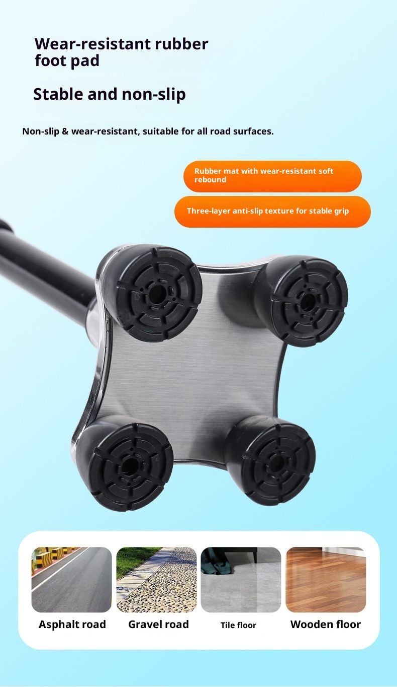 001 Multifunctional Smart Radio Elderly, Anti-Slip Telescopic Cane With Light, Aluminum Alloy Walking Stick For Seniors_voghion.com