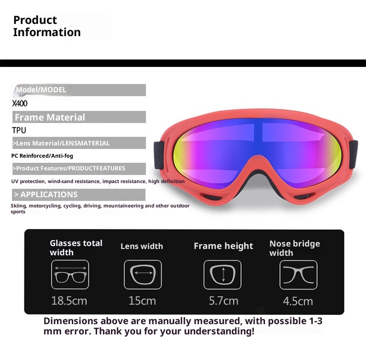 001 X400 Motorbril Tactisch Winddicht Zandbestendig Off-road Stootvast Skibril Buitensporten_voghion.com