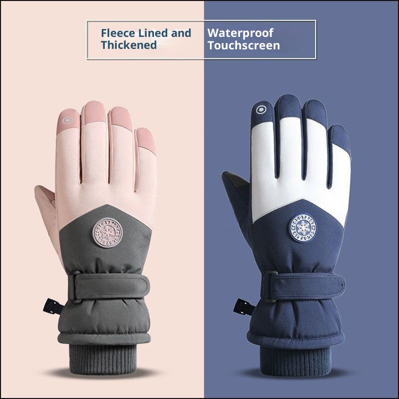 001 Herren-Winter-Skihandschuhe aus Baumwolle, kältebeständig, Touchscreen-kompatibel, fleecegefüttert, verdickt, wasserdicht, winddicht, warm, Damen_voghion.com