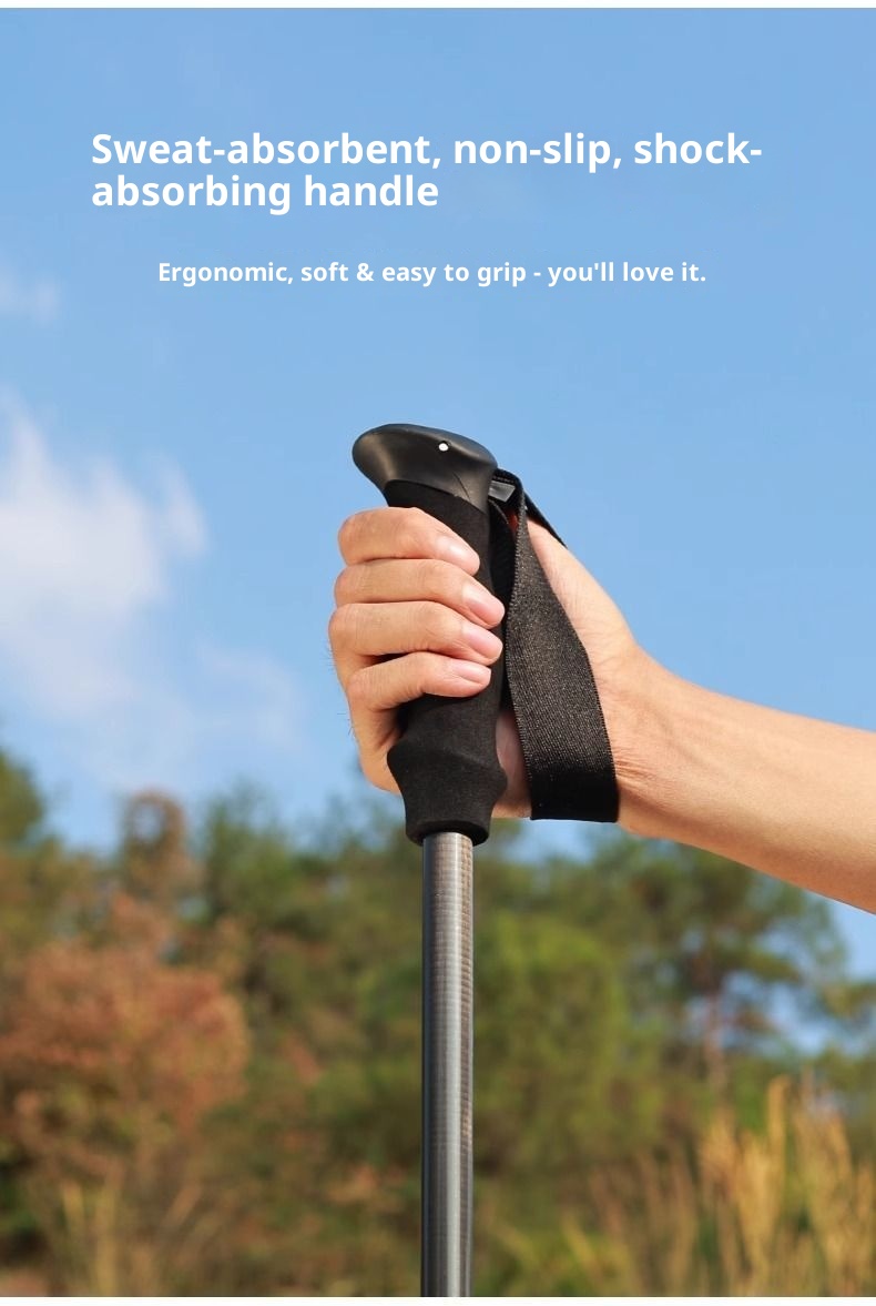 001 Fiber Trekking Pole Professional Climbing Outdoor Walking Carbon Ultra-light Telescopic Anti-slip Stick For Children_voghion.com