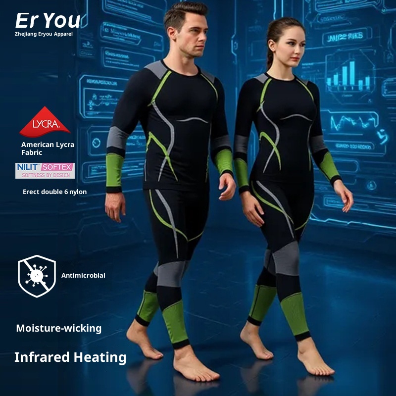 001 Set di biancheria intima termica a compressione per uomo e donna, per sport all'aria aperta, da sci, ad asciugatura rapida, autunno inverno_voghion.com