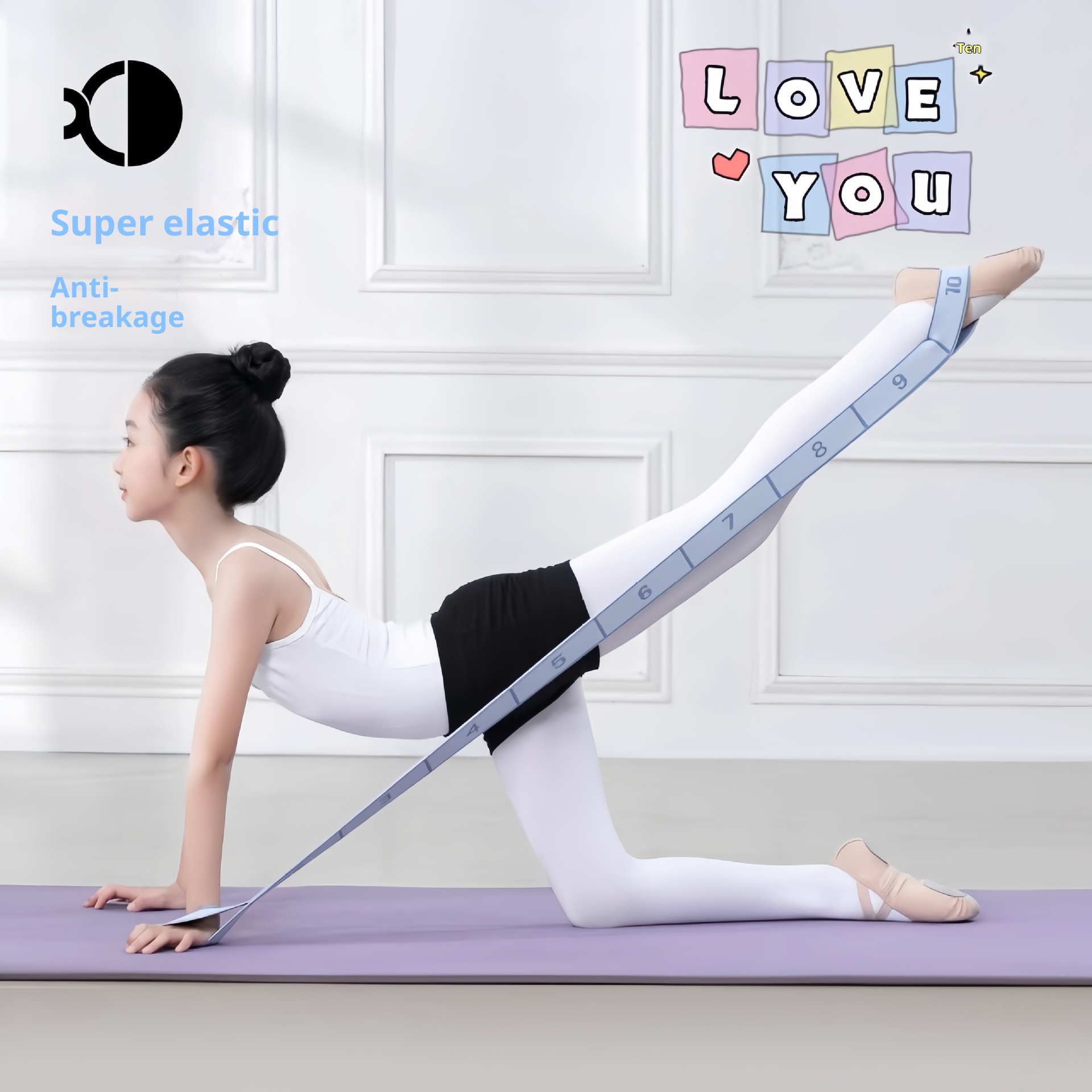 001 Fascia elastica per esercizi di danza classica per bambini, con 12 griglie digitali e resistenza allo stretching_voghion.com