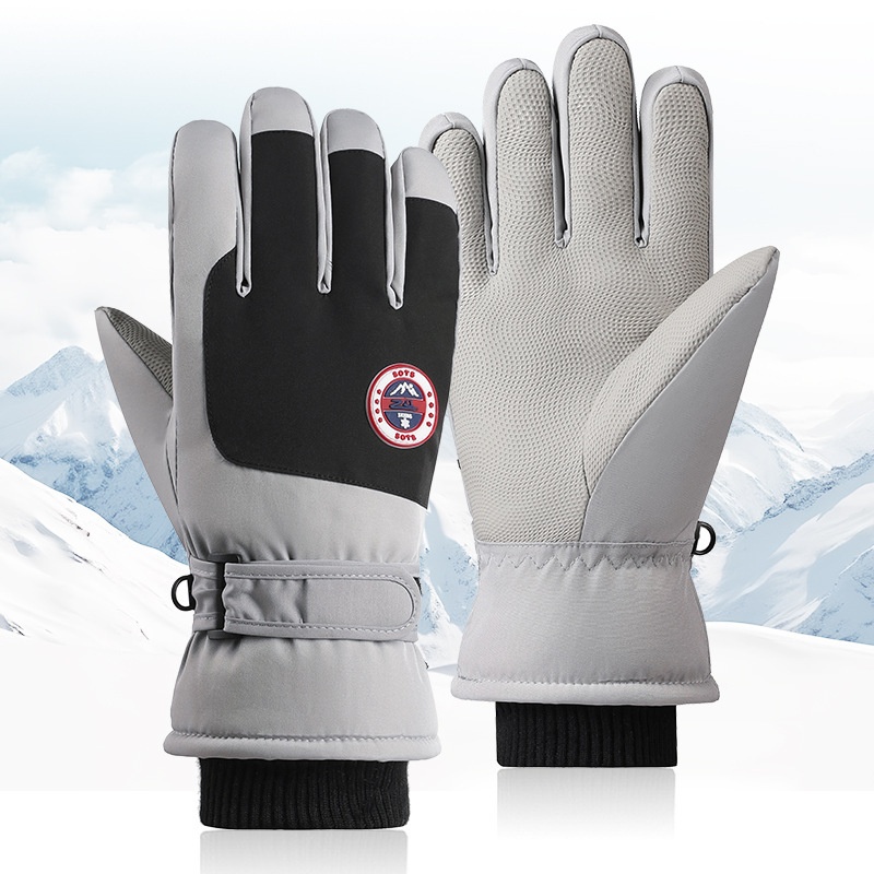 Gants de moto d'extérieur 001, grands, en coton, tactiles, pour hommes et femmes, chauds, en polaire épaisse et coupe-vent, pour l'hiver, la conduite et le ski._voghion.com