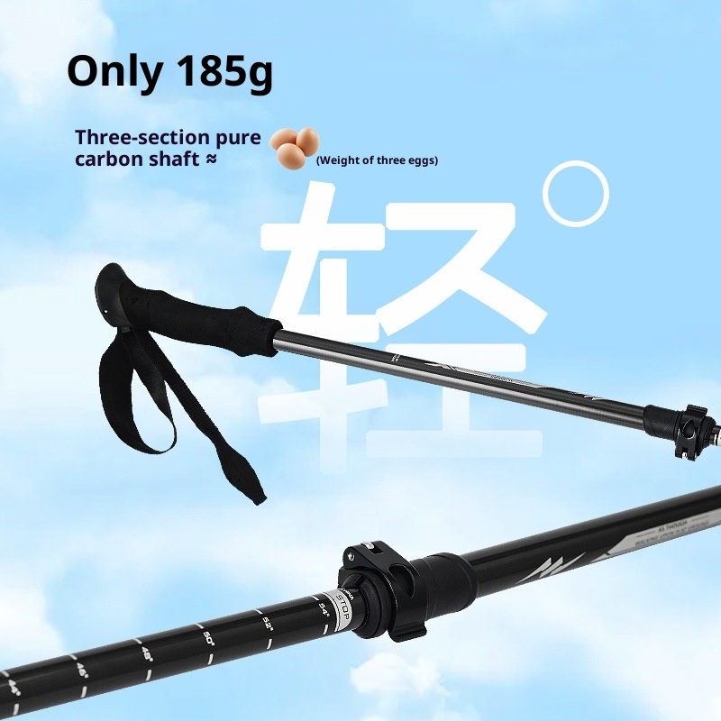 001 Folding Hiking Fiber Professional Outdoor Climbing Gear Trekking Pole Carbon Ultra-light Telescopic Walking Stick_voghion.com
