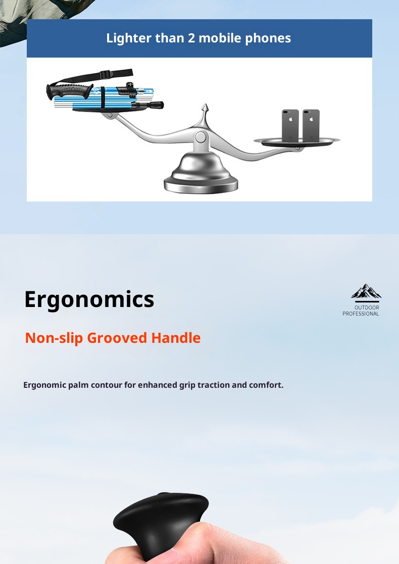 001 Ultra-light Aluminum Alloy Hiking Stick Folding Professional Outdoor Trekking Pole Five-section Anti-slip Climbing_voghion.com