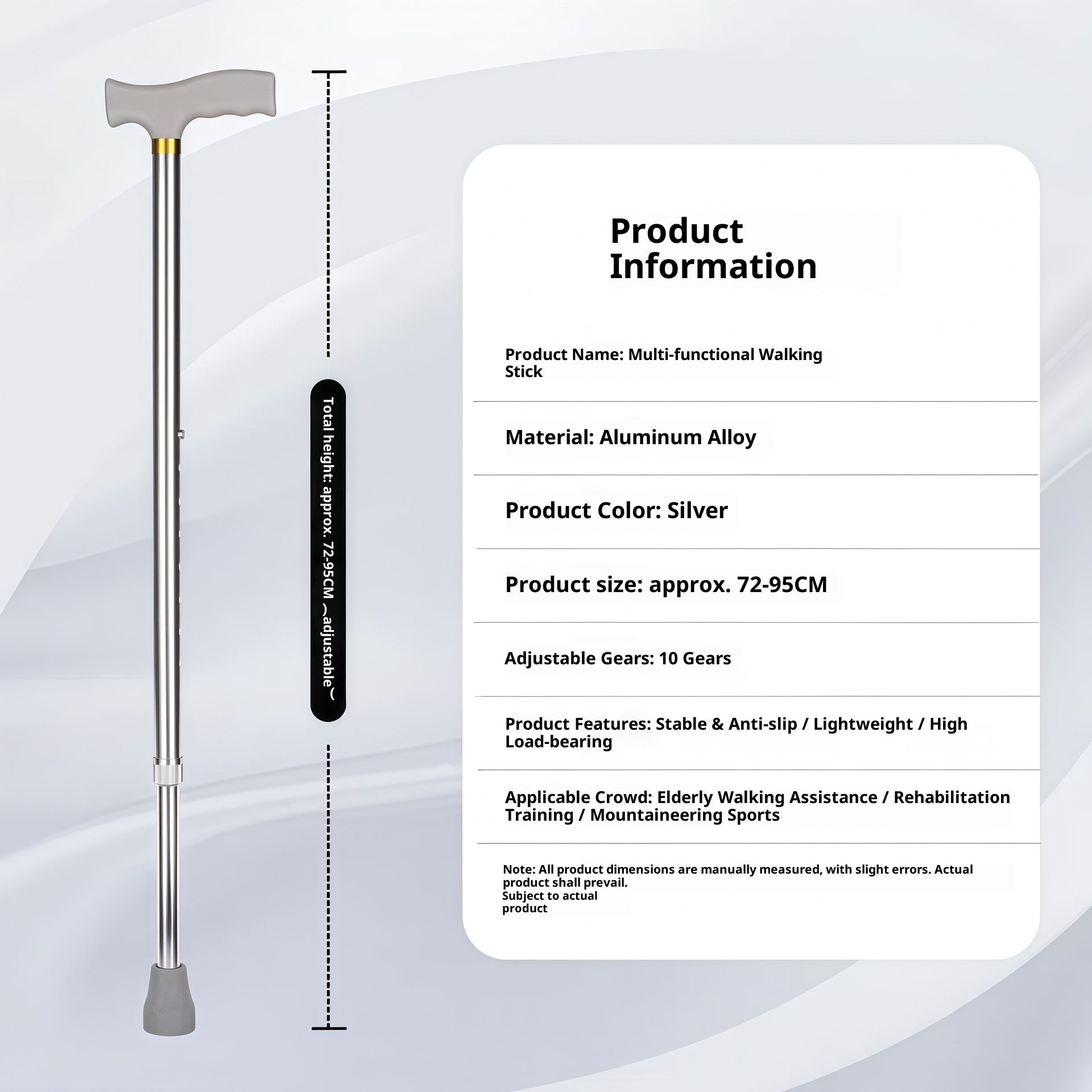 001 For Elderly, Thickened Anti-Slip Stick, Telescopic Adjustable Stainless Steel Aluminum Alloy Walking Stick_voghion.com