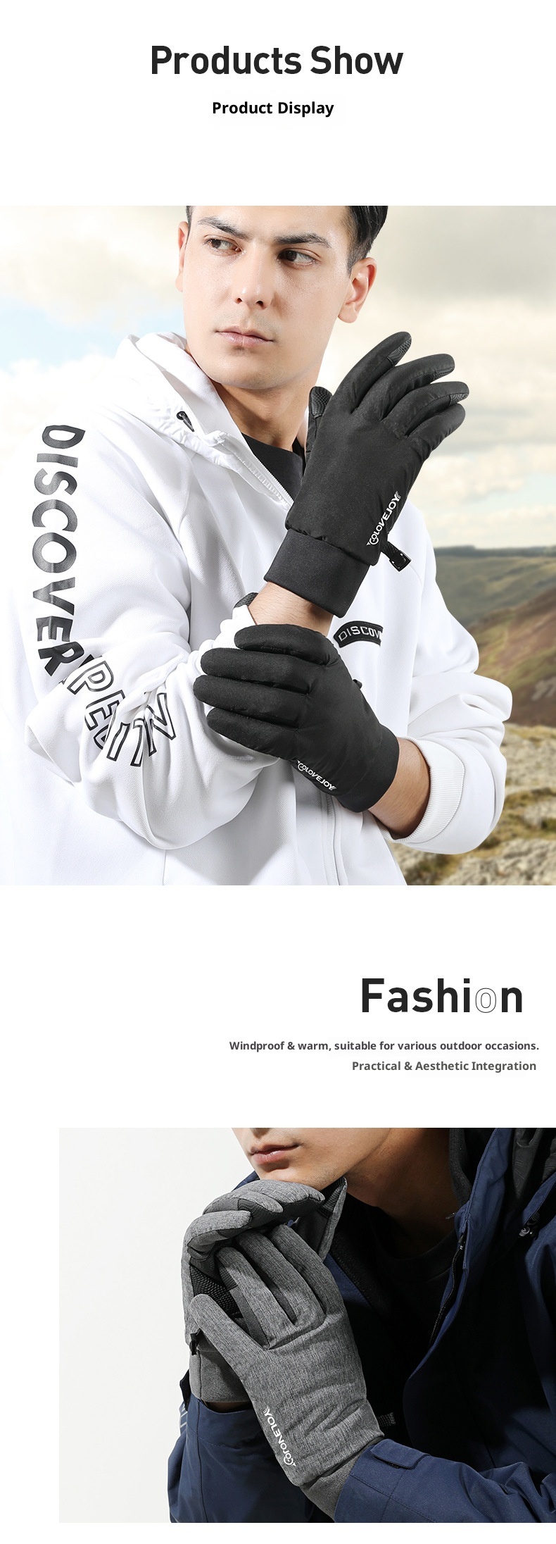 ActiveGo Outdoor Cycling Thermal Winter Couple Riding Windproof Coldproof Fleece Lined Thickened Non-slip Ski Touchscreen Gloves_voghion.com