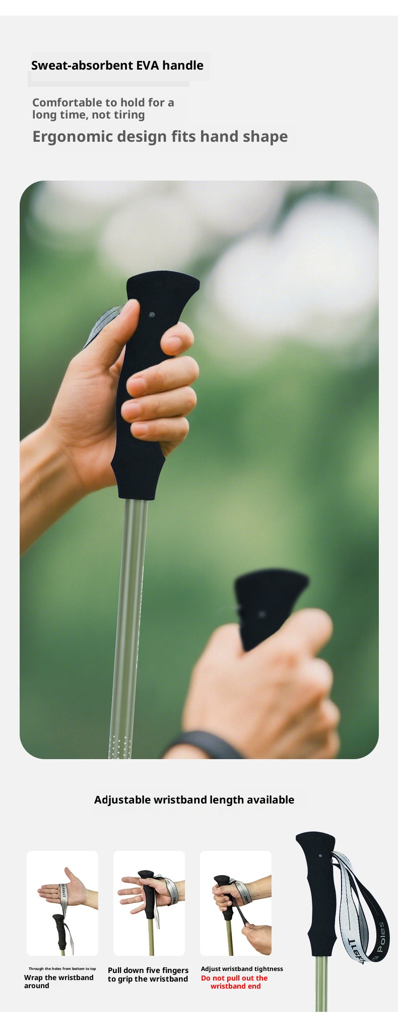 Bastón telescópico ultraligero de fibra de carbono 001 para trekking, de tres secciones, para hombres y mujeres, ideal para senderismo, escalada y actividades al aire libre._voghion.com