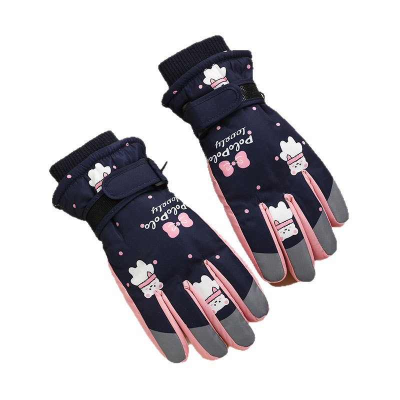 001 Cross-Border Winter Children's Ski Fleece-Lined Thickened Touchscreen Cycling Anti-Slip Windproof Student Cartoon Warm_voghion.com