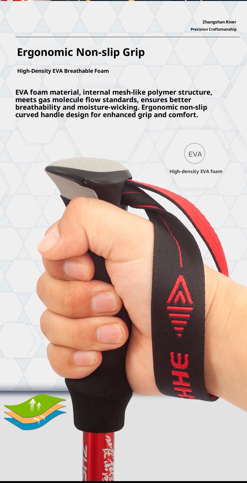 001 Bastone telescopico pieghevole leggero multifunzionale per arrampicata, escursionismo, camminata, antiscivolo_voghion.com