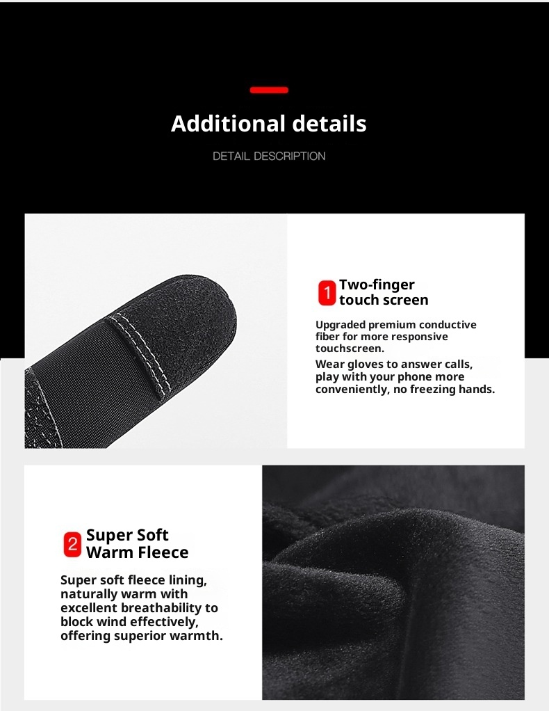 001 Outdoor Thermal Winter Sports Fece-Lined Skiing Women Touchscreen Windproof Non-Slip Heated Cycling Gloves Men_voghion.com